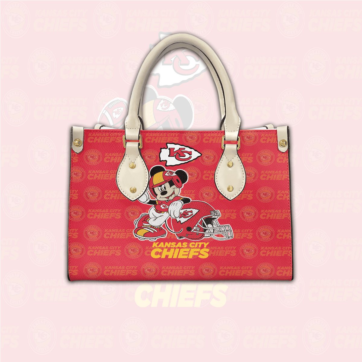 NFL Kansas City Chiefs Mickey Mouse (Your Name) Women 3D Small Handbag Nicegift WSHA7O1
