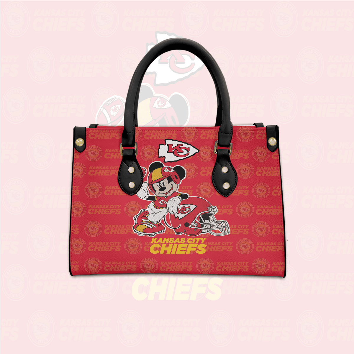 NFL Kansas City Chiefs Mickey Mouse (Your Name) Women 3D Small Handbag Nicegift WSHA7O1