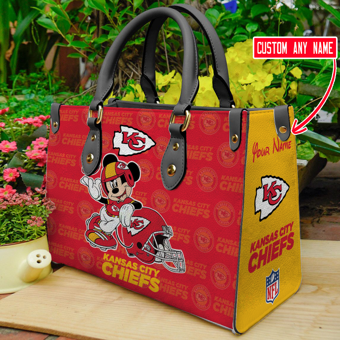 NFL Kansas City Chiefs Mickey Mouse (Your Name) Women 3D Small Handbag Nicegift WSHA7O1