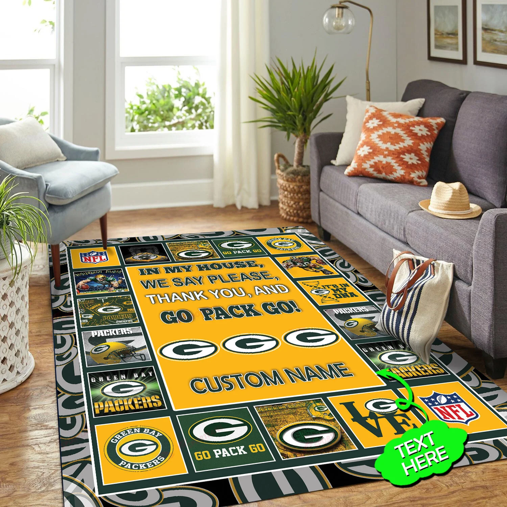 Green Bay Packers Personalized Premium Rectangle Rug 26