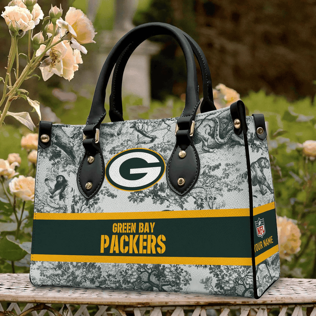 Green Bay Packers Personalized Leather Hand Bag BB325
