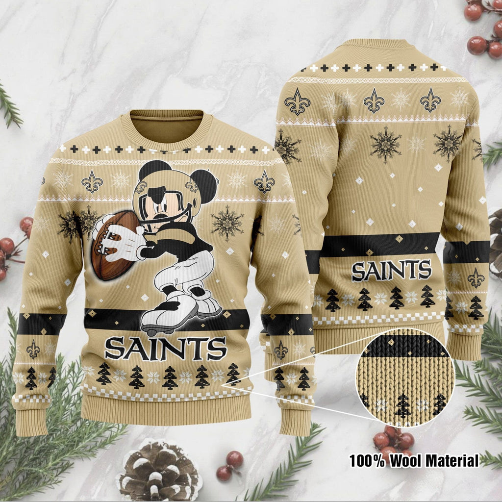 New Orleans Saints Mickey Mouse Funny All Over Print Thicken Sweater HFV