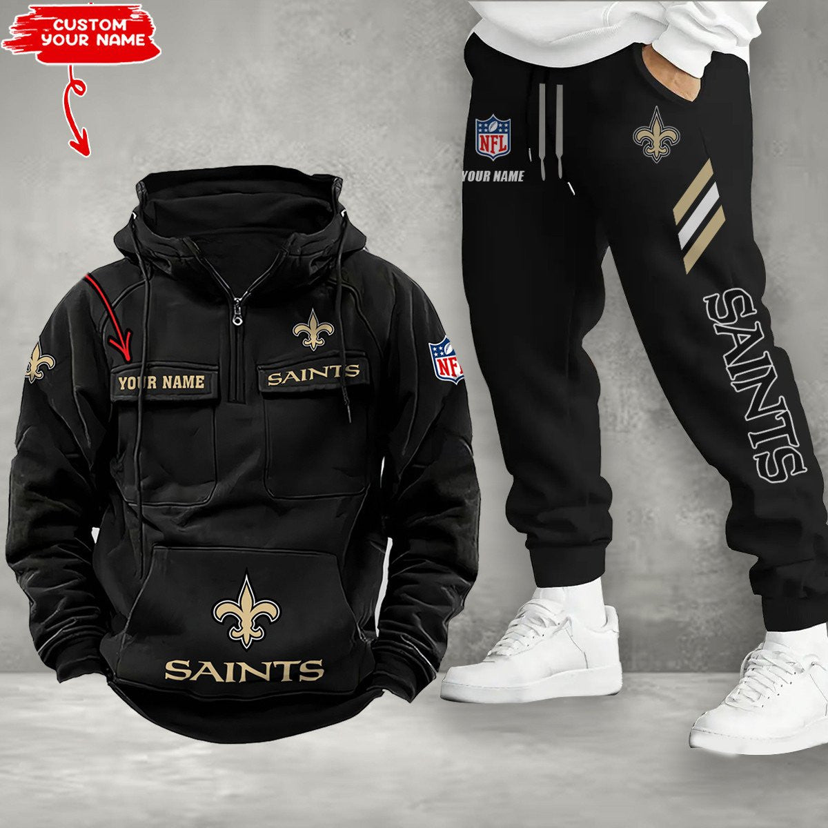 New Orleans Saints Vintage Hoodie And Pants AZVMHD344+AZPANTS344