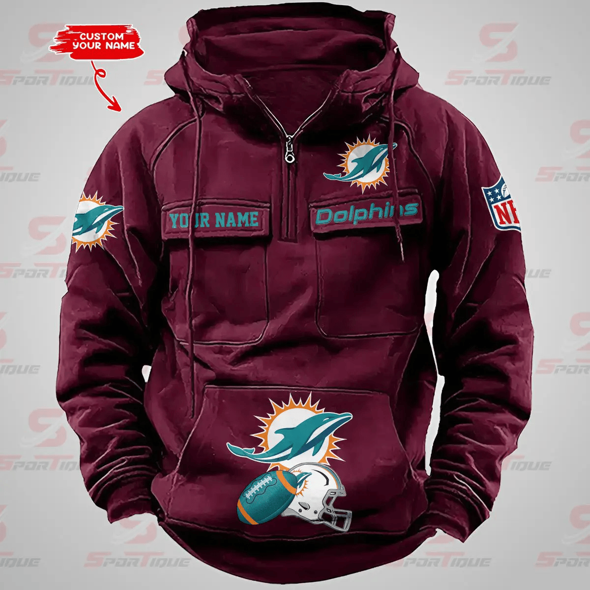 Miami Dolphins Vintage Men Hoodie AZVMHD370