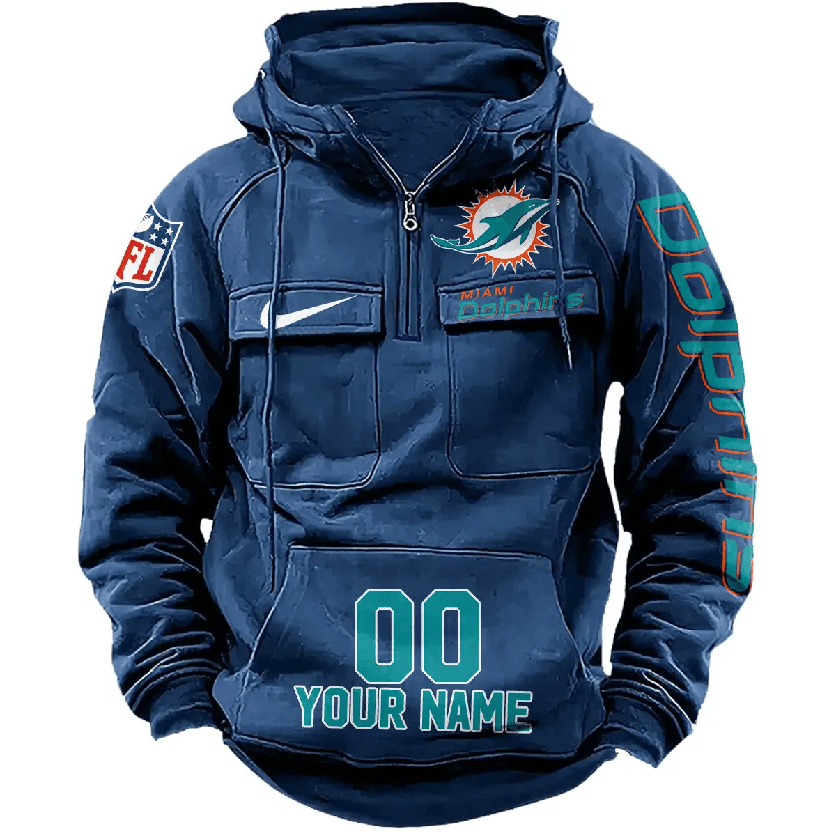 Miami Dolphins Vintage Men Hoodie AZVMHD081