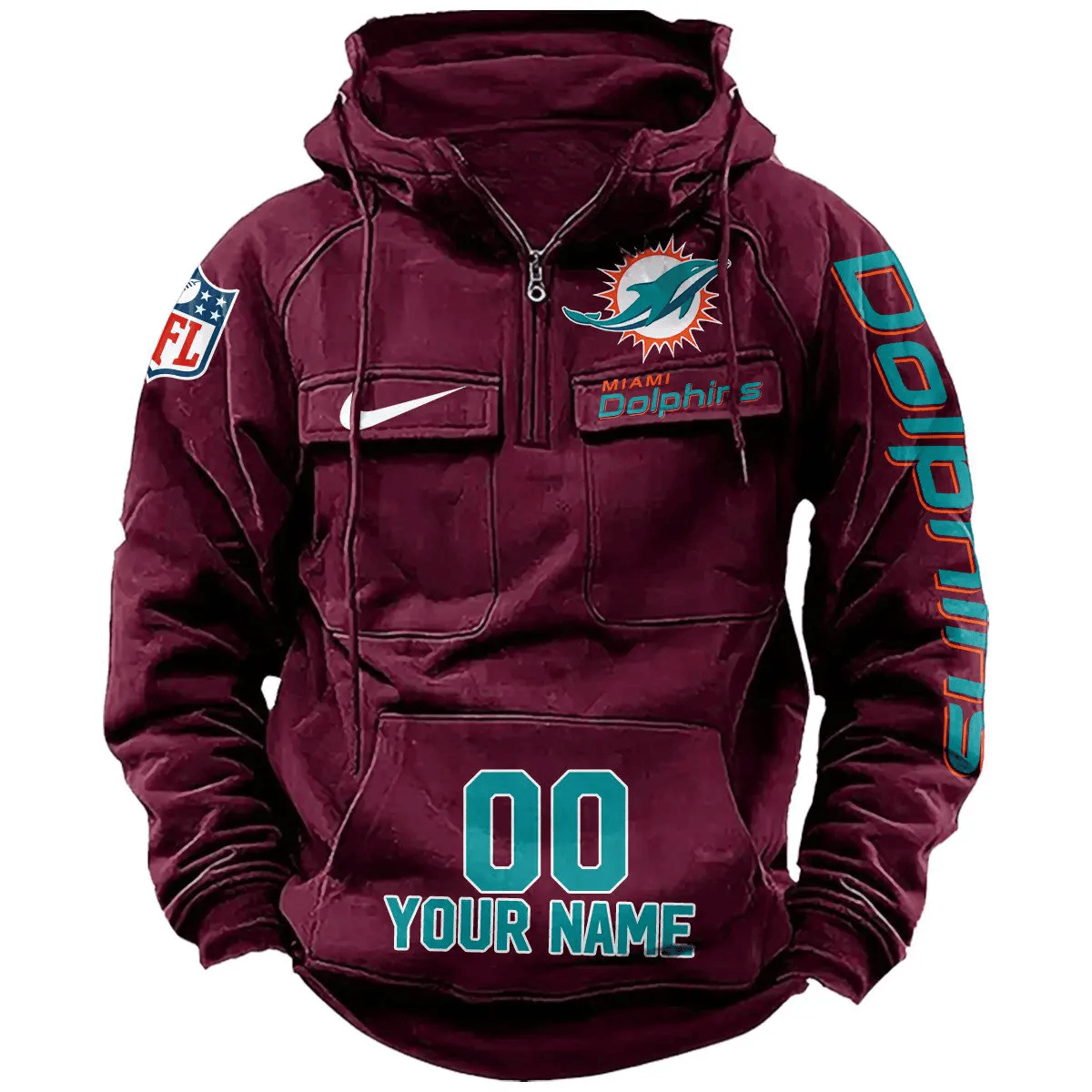 Miami Dolphins Vintage Men Hoodie AZVMHD081