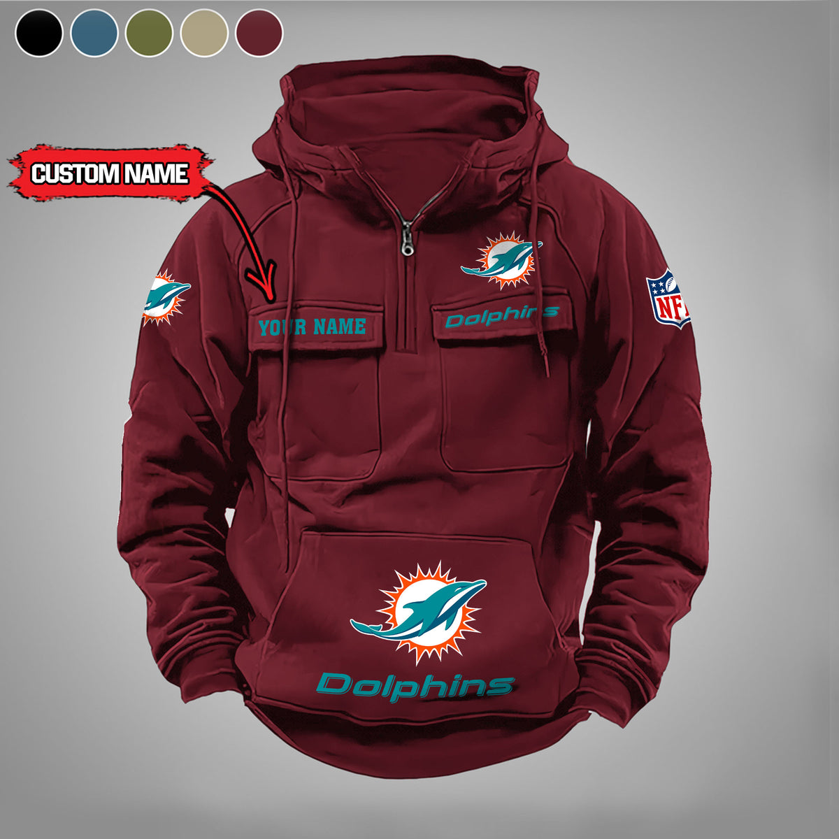 Miami Dolphins Vintage Men Hoodie AZVMHD010