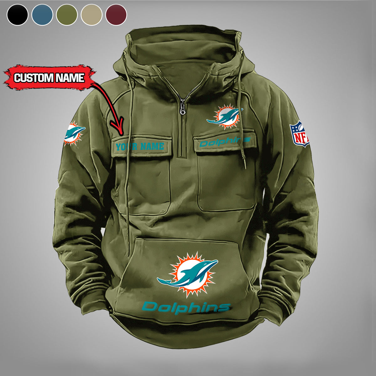 Miami Dolphins Vintage Men Hoodie AZVMHD010