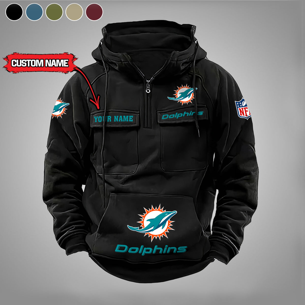 Miami Dolphins Vintage Men Hoodie AZVMHD010