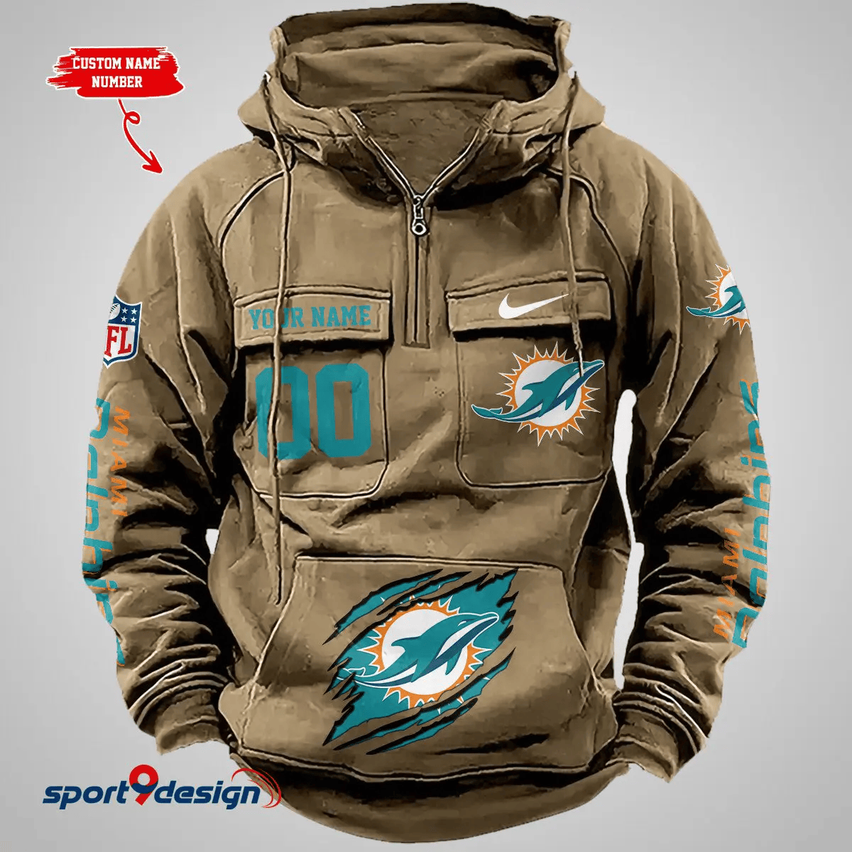 Miami Dolphins Vintage Men Hoodie AZVMHD148