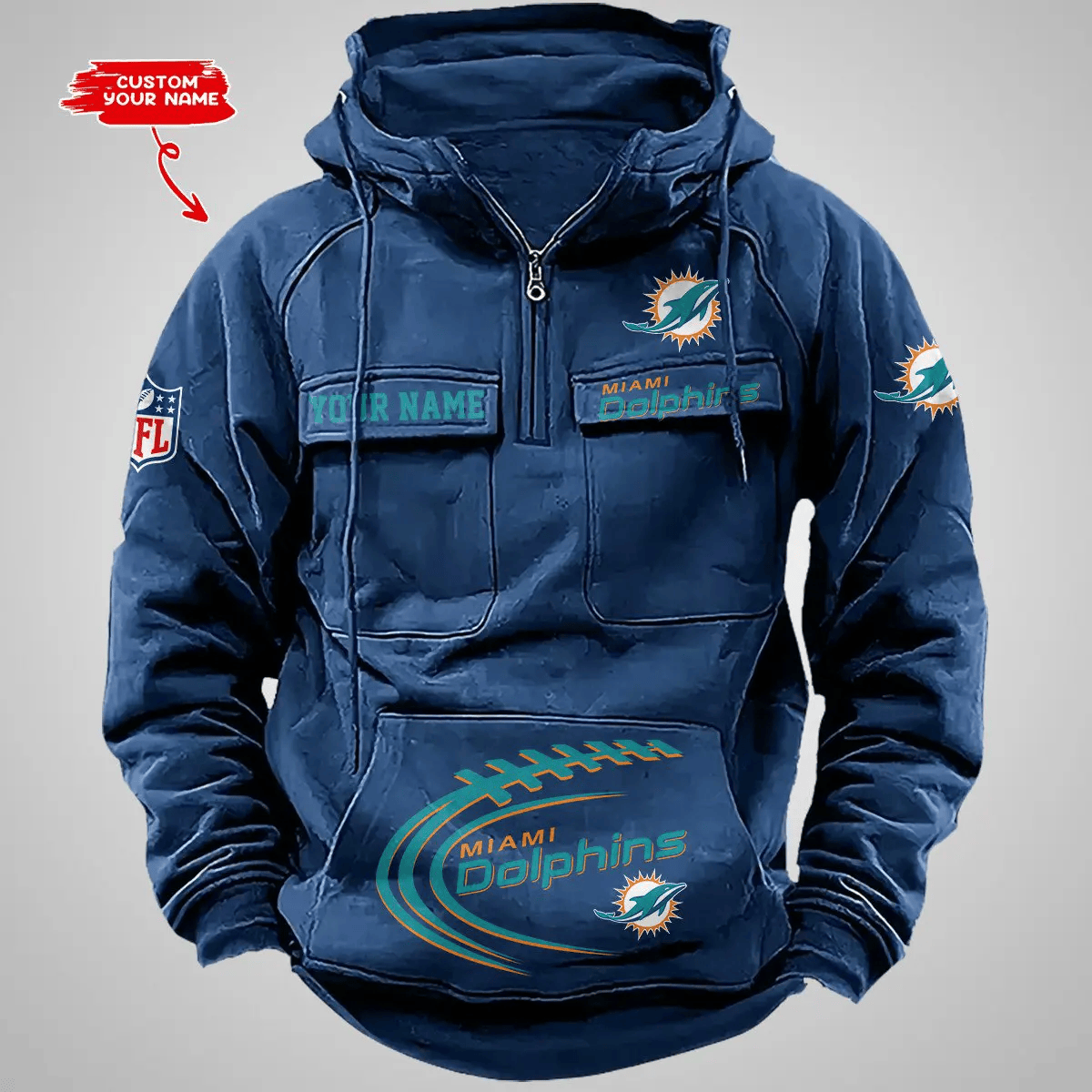 Miami Dolphins Vintage Men Hoodie AZVMHD127