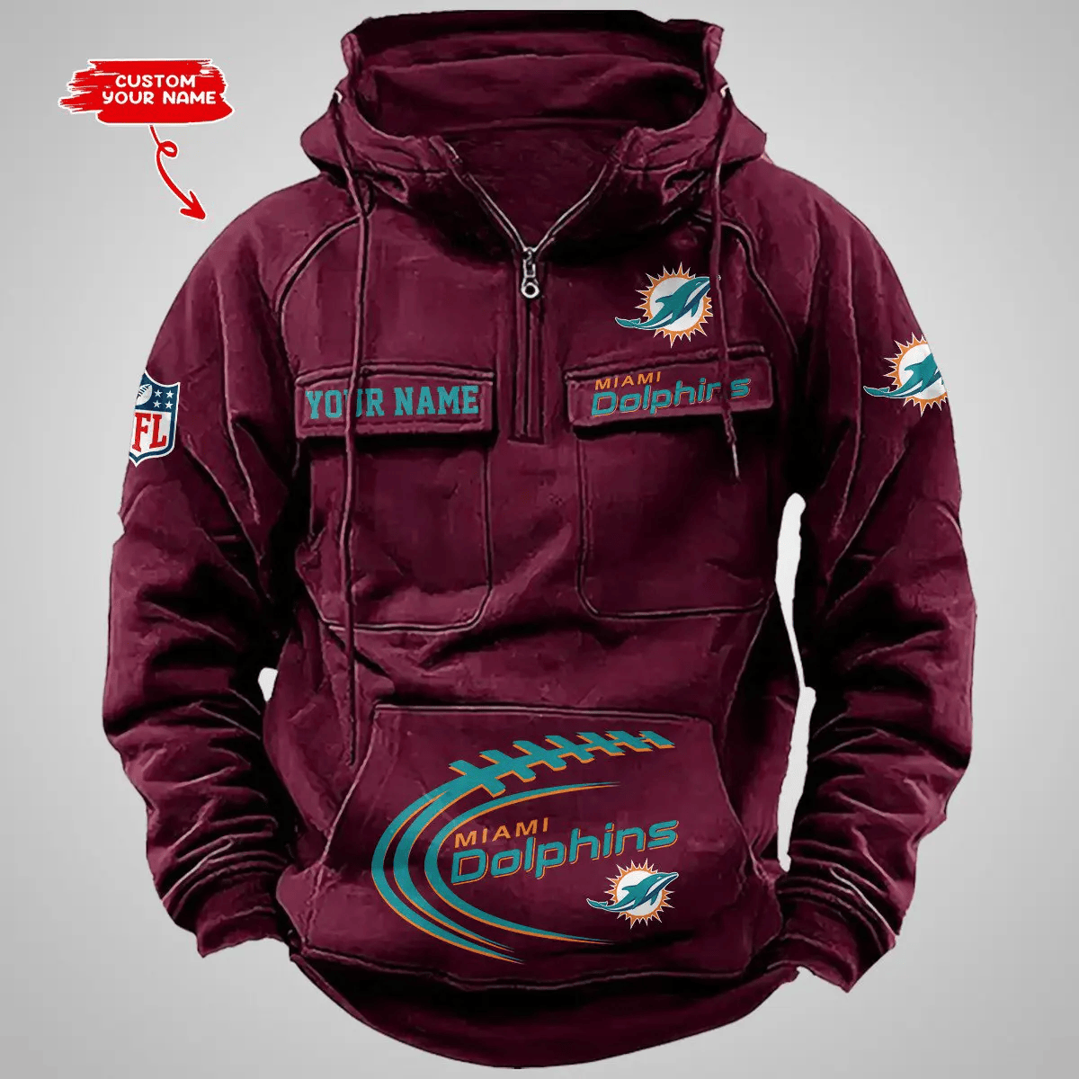 Miami Dolphins Vintage Men Hoodie AZVMHD127