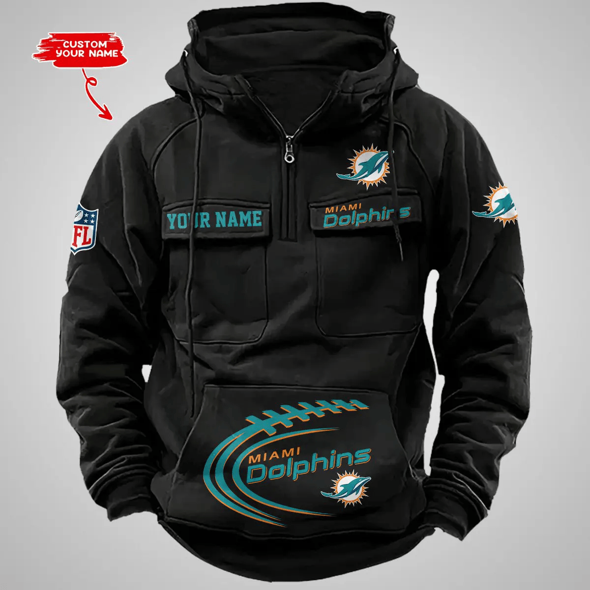 Miami Dolphins Vintage Men Hoodie AZVMHD127