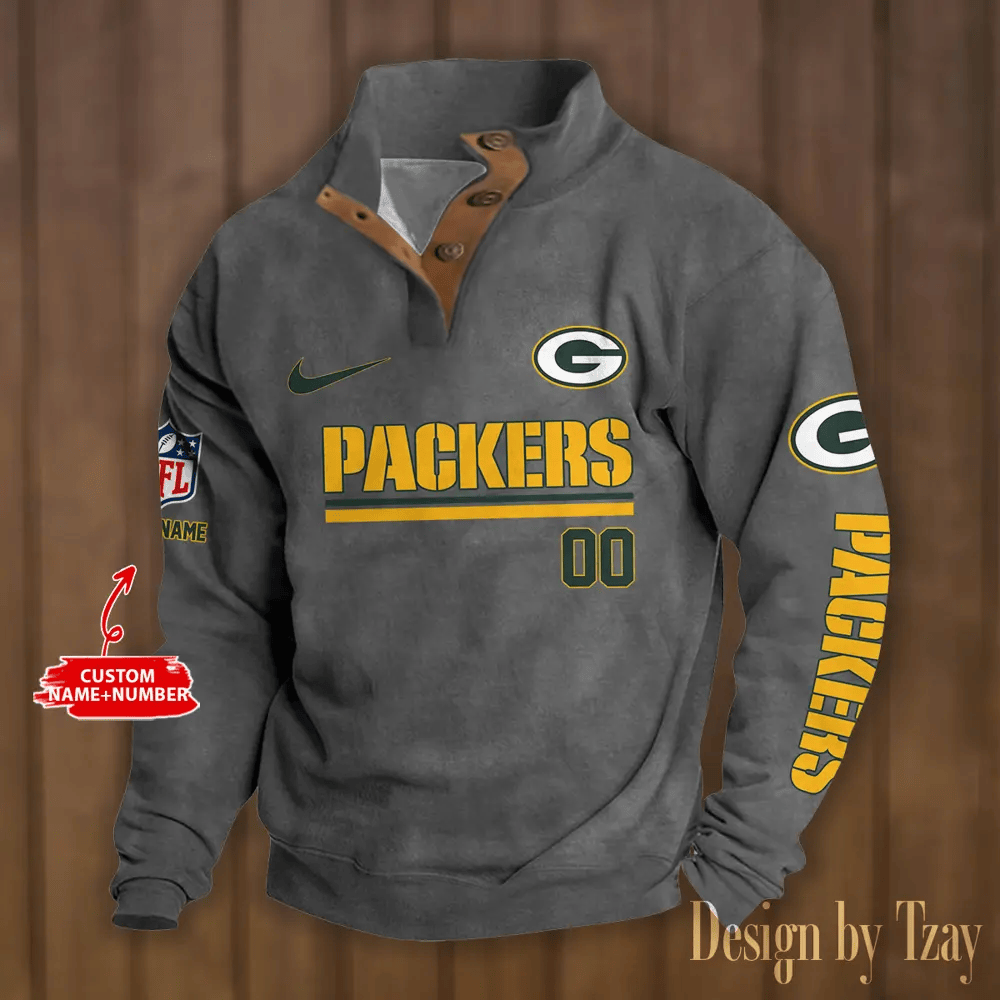 Green Bay Packers Premium Stand-Collar Game-Day Pullover - Engineered Warmth & Personalized Name S9DBSCH076