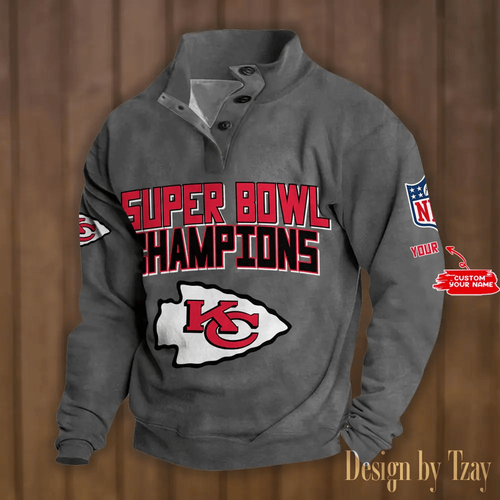 SPTS9DBSCH300-Kansas City Chiefs Premium Stand-Collar Game-Day Pullover - Engineered Warmth & Personalized Names DV8