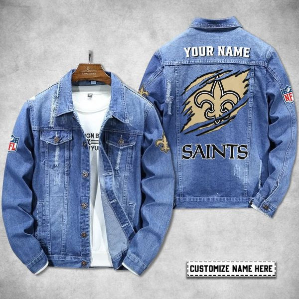 New Orleans Saints Personalized Premium Denim Jacket S9DJ059