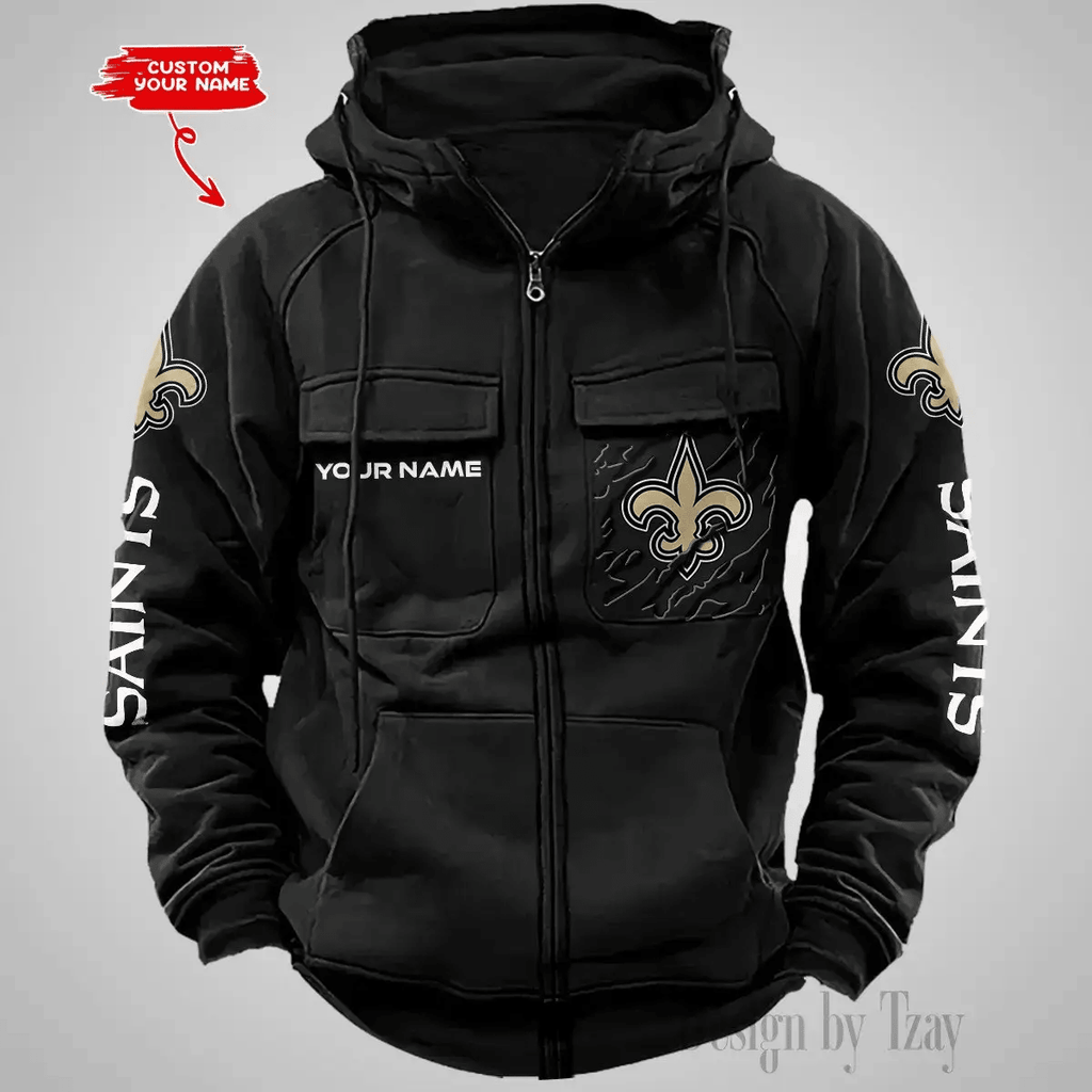 New Orleans Saints Vintage Men Hoodies Zipup DV5 AZVMHD054
