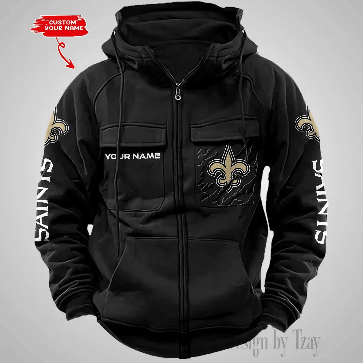 New Orleans Saints Vintage Men Hoodies Zipup DV5 AZVMHD054