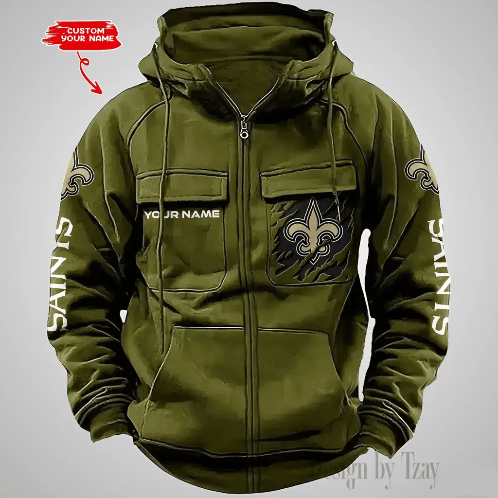 New Orleans Saints Vintage Men Hoodies Zipup DV5 AZVMHD054