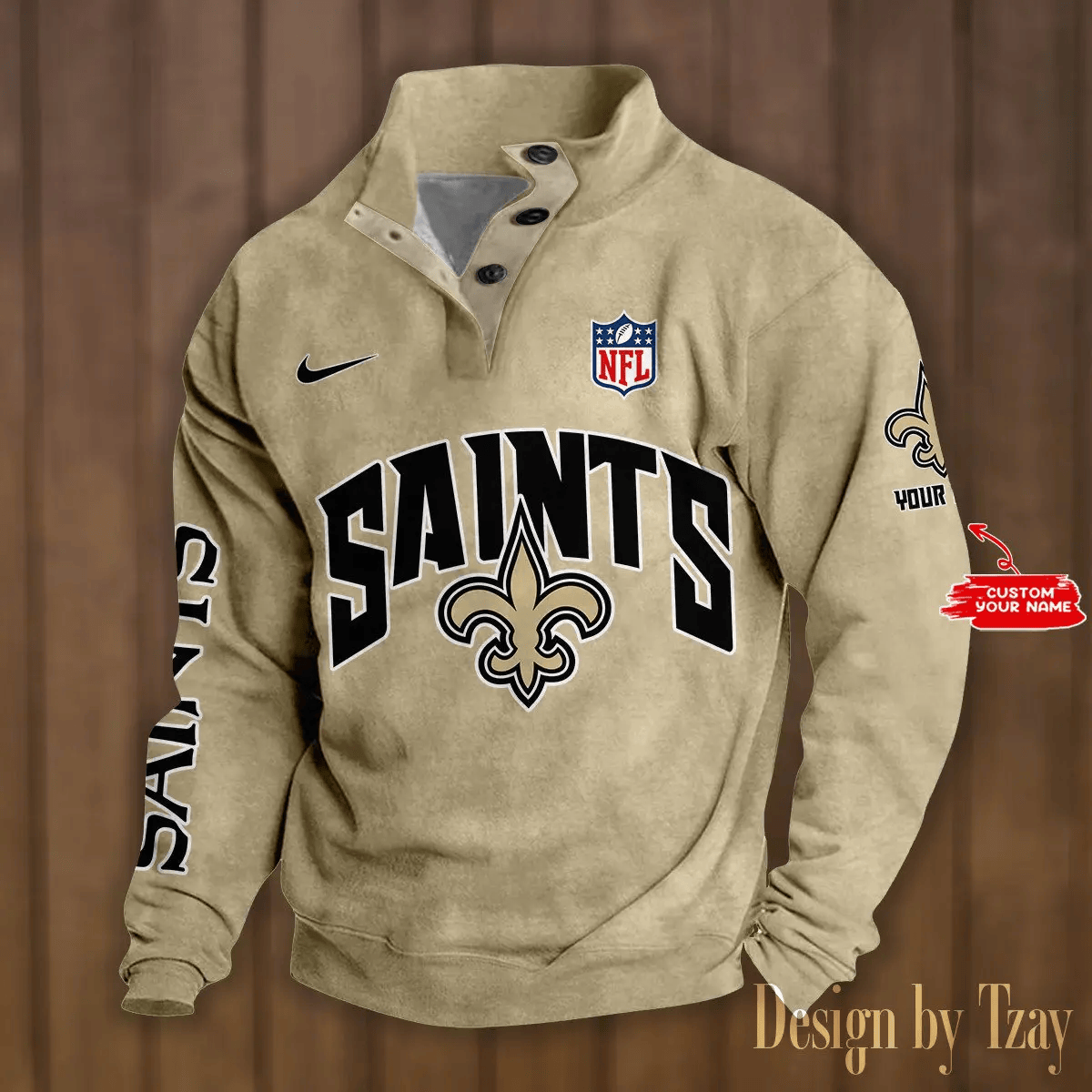 New Orleans Saints Premium Stand-Collar Game-Day Pullover - Engineered Warmth & Personalized Name S9DBSCH055