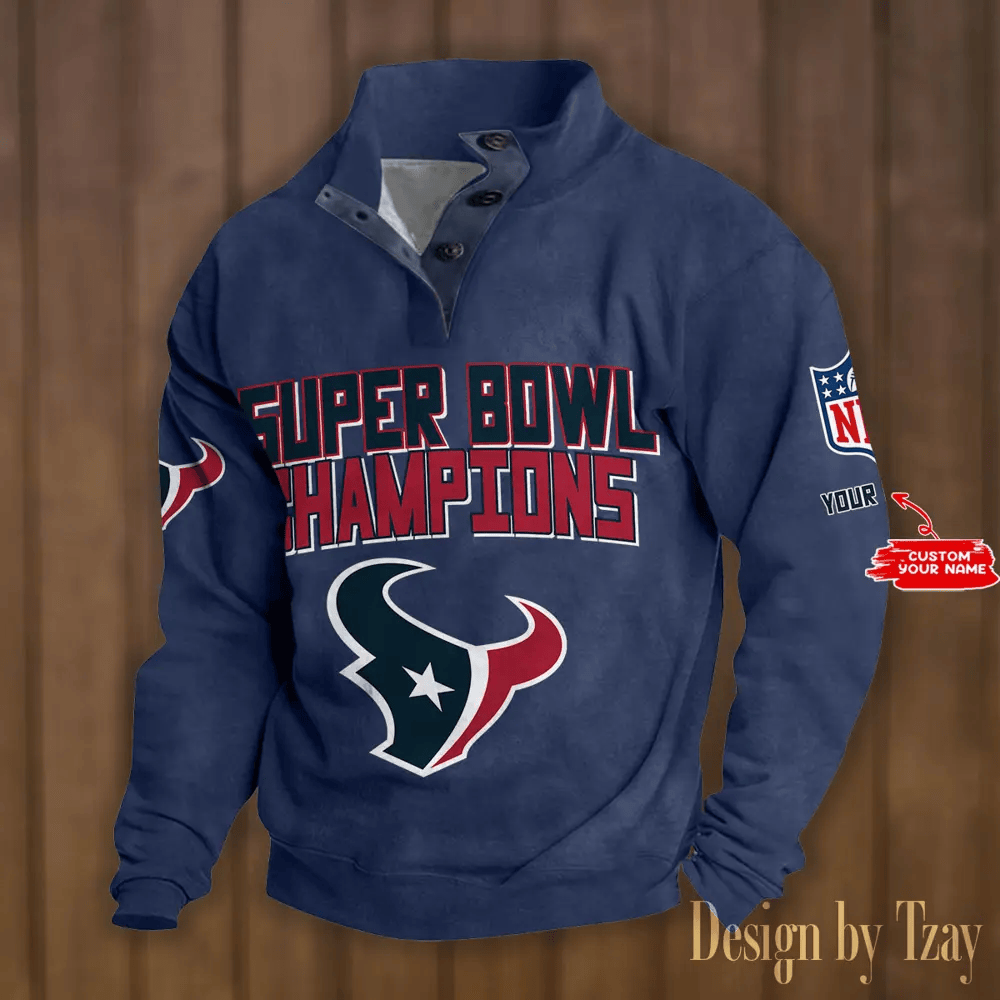 SPTS9DBSCH297 -Houston Texans Premium Stand-Collar Game-Day Pullover - Engineered Warmth & Personalized Names DV8