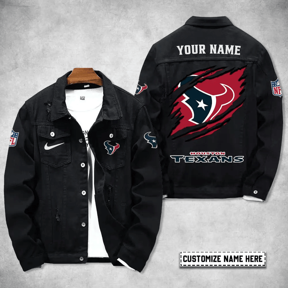 Houston Texans Personalized Premium Denim Jacket S9DJ082