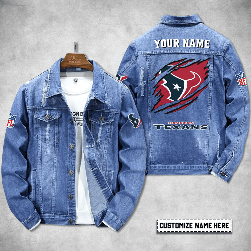 Houston Texans Personalized Premium Denim Jacket S9DJ082