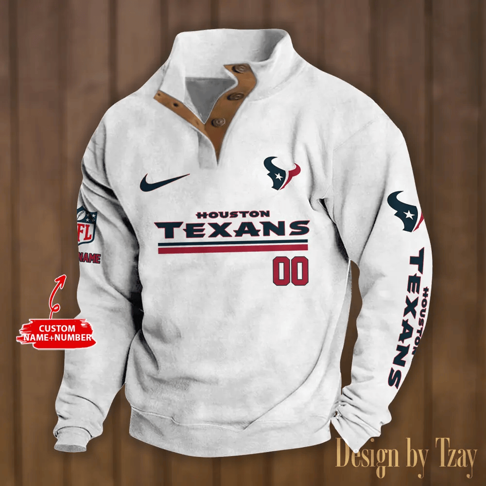 Houston Texans Premium Stand-Collar Game-Day Pullover - Engineered Warmth & Personalized Name S9DBSCH077