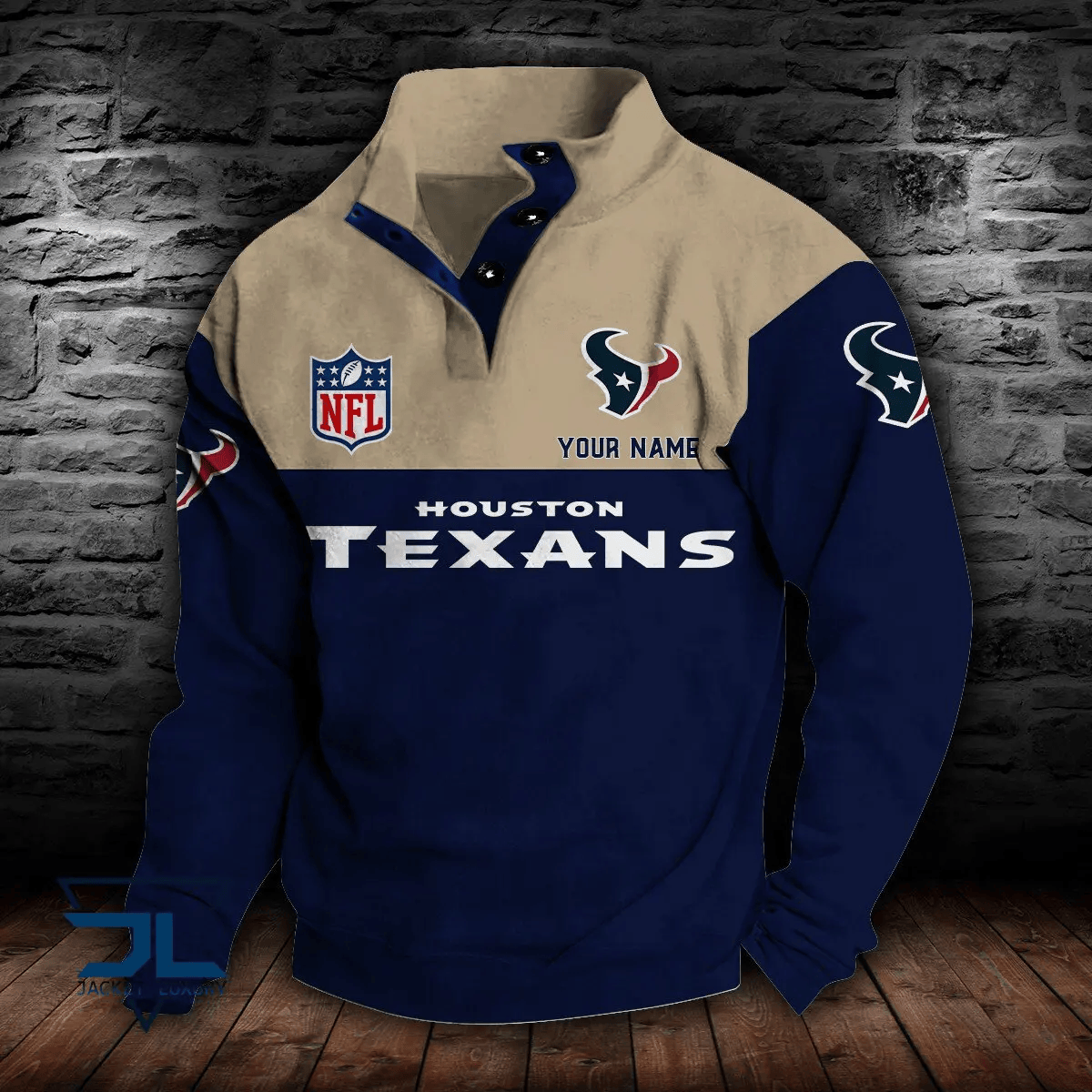 Houston Texans Premium Stand-Collar Game-Day Pullover - Engineered Warmth & Personalized Name S9DBSCH013