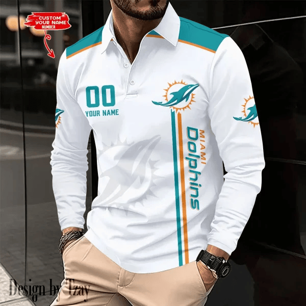 Miami Dolphins Long Sleeve Polo Shirt DV7 SPTLSPS042