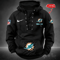 SPTS9HLUH020-Miami Dolphins Men's Hooded Lace-up Hoodie