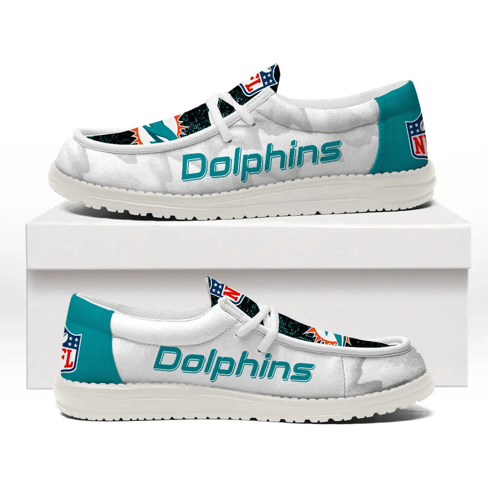Miami Dolphins Moccasin Slippers - Hey Dude Shoes Style AZCHDUDE236