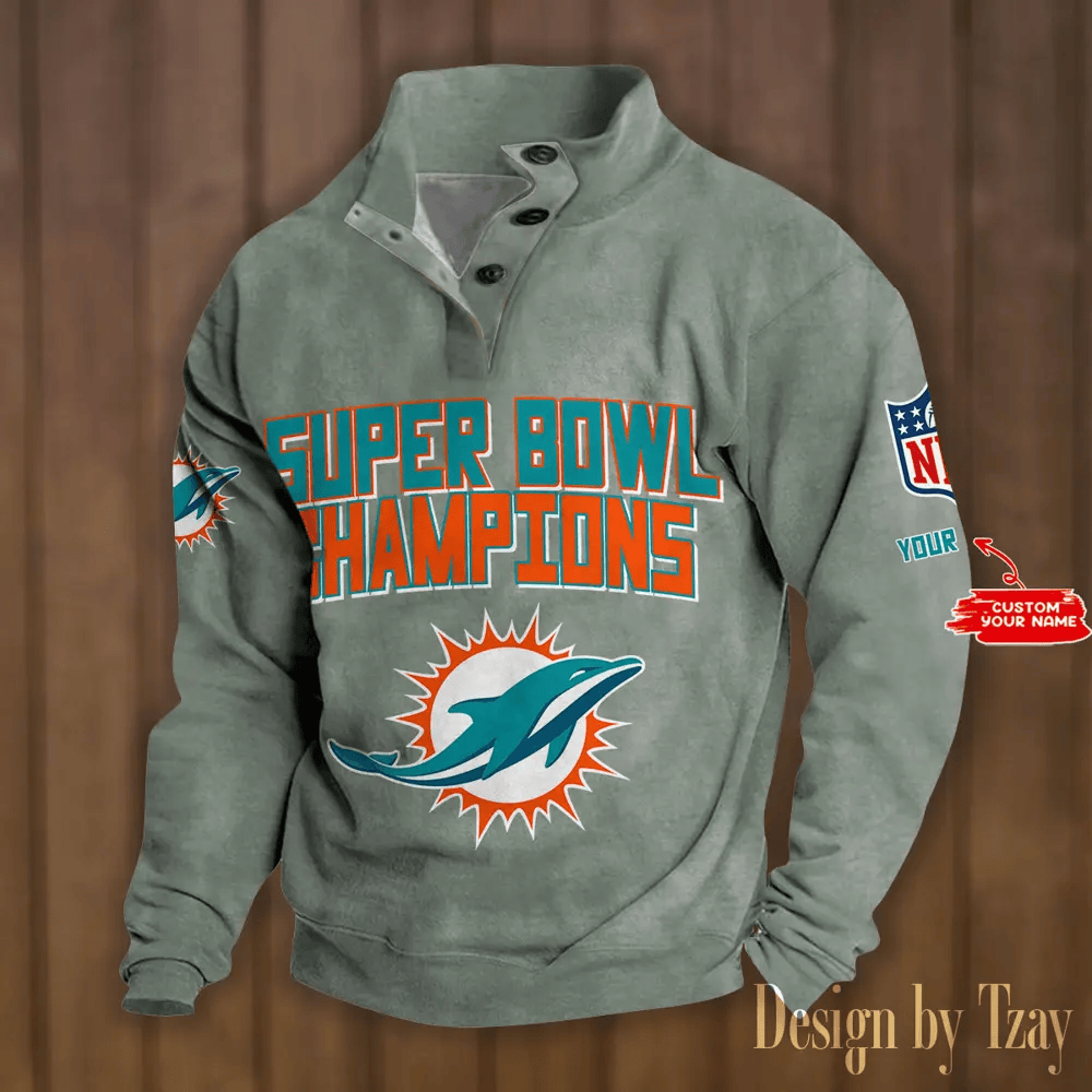 SPTS9DBSCH304-Miami Dolphins Premium Stand-Collar Game-Day Pullover - Engineered Warmth & Personalized Names DV8
