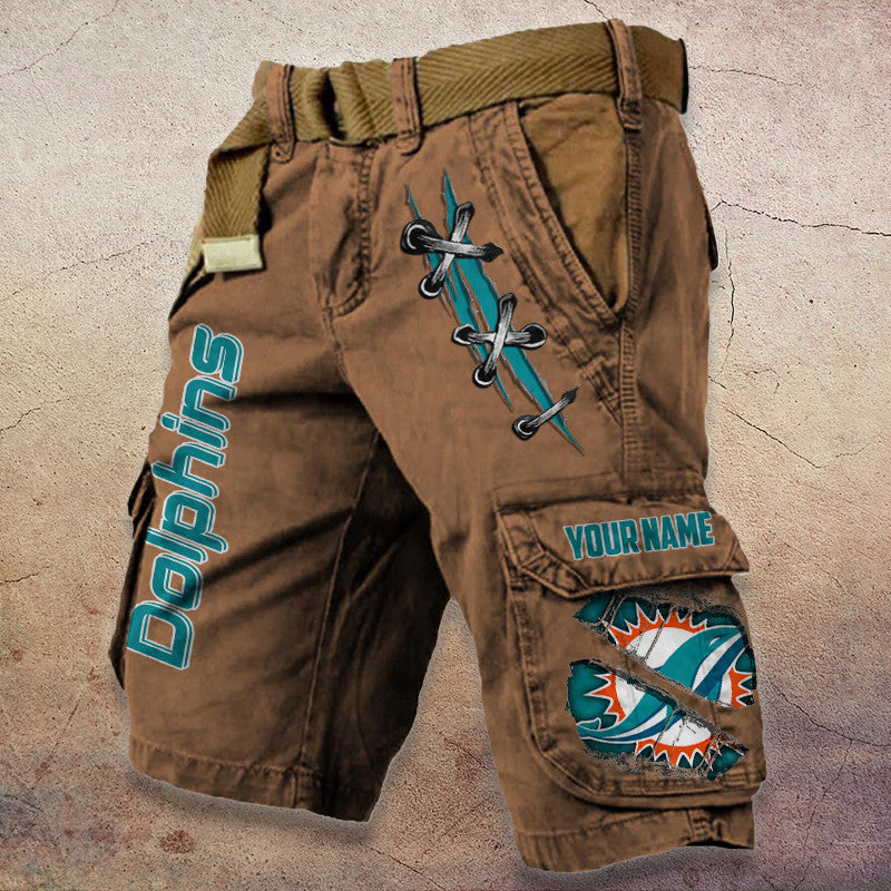 Miami Dolphins Pocket Print Cargo Shorts (Belt Not Included) S9MCS149