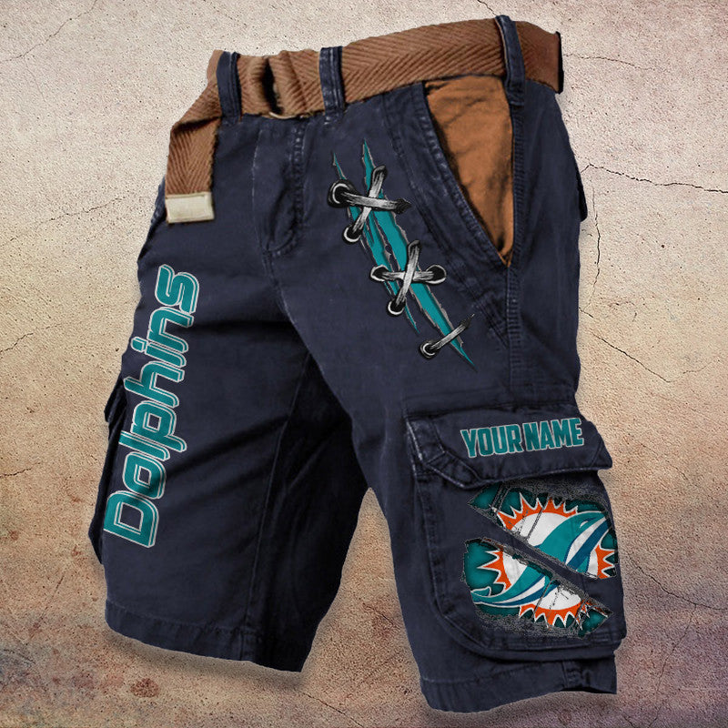 Miami Dolphins Pocket Print Cargo Shorts (Belt Not Included) S9MCS149
