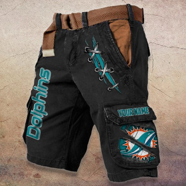 Miami Dolphins Pocket Print Cargo Shorts (Belt Not Included) S9MCS149