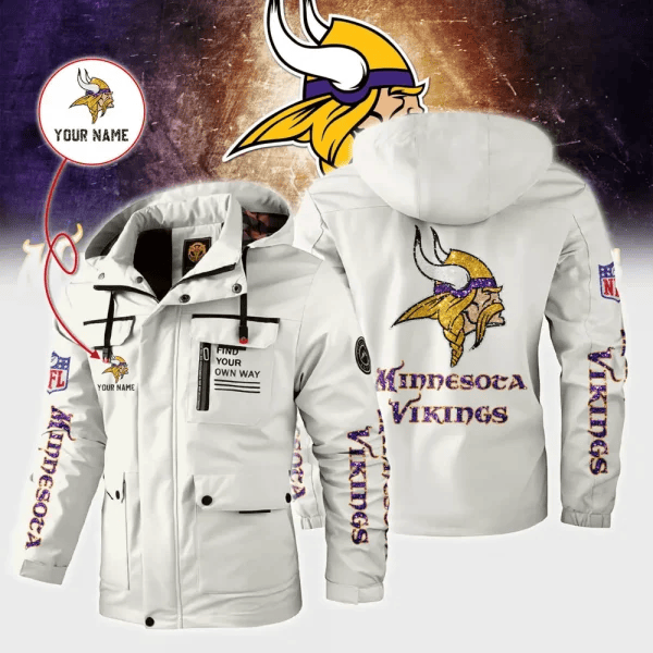 Minnesota Vikings Personalized Winter Windbreaker Jacket ANZWWJ021