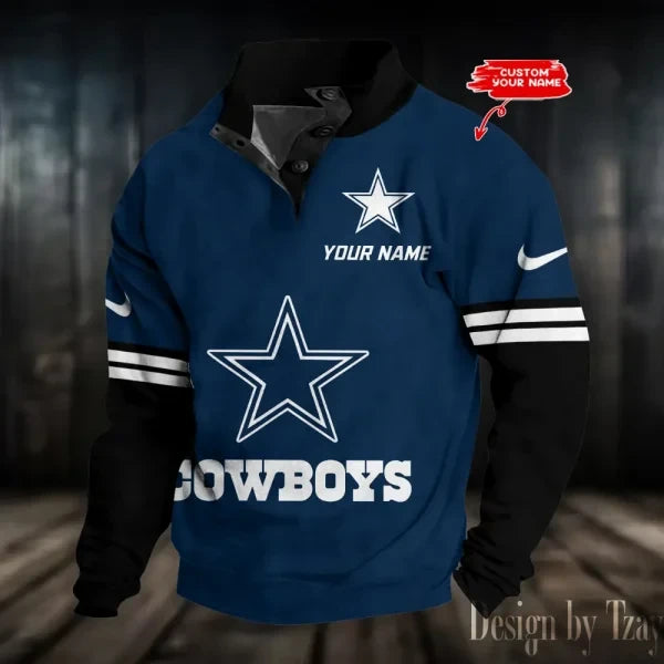 Dallas Cowboys NFL Premium Stand-Collar Game-Day Pullover - Engineered Warmth & Personalized Name S9DBSCH681