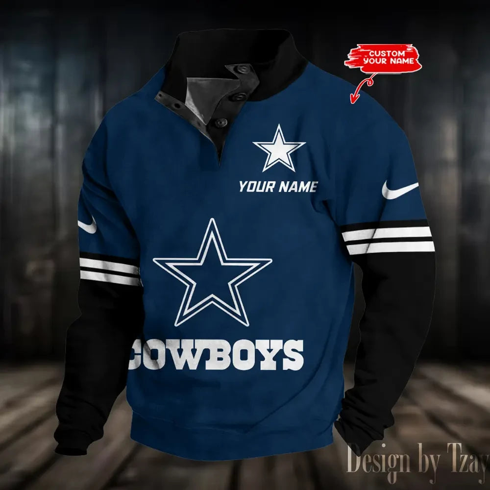 Dallas Cowboys NFL Premium Stand-Collar Game-Day Pullover - Engineered Warmth & Personalized Name S9DBSCH681