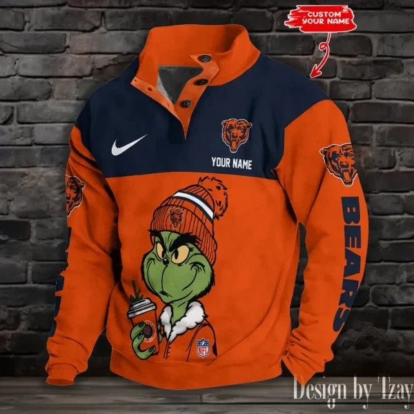 Chicago Bears Premium Stand-Collar Game-Day Pullover - Engineered Warmth & Personalized Name S9DBSCH706
