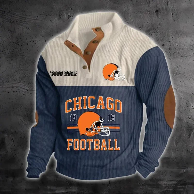 Chicago Bears S9DBSCH1174 Color Block Stand Collar Sweatshirt