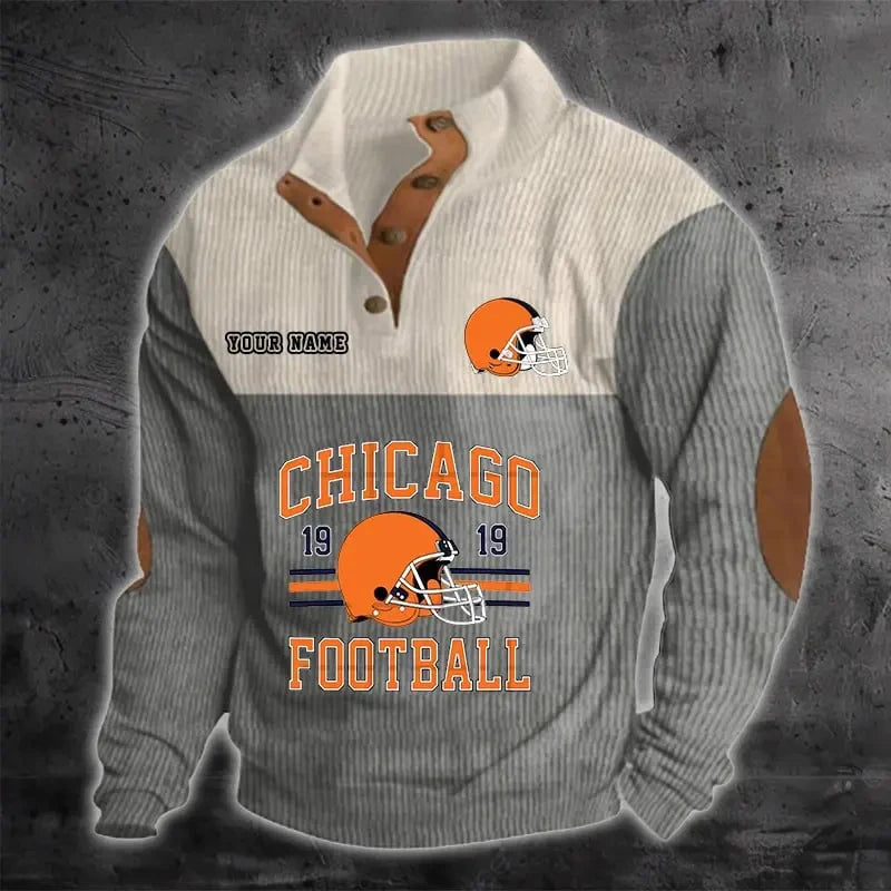 Chicago Bears S9DBSCH1174 Color Block Stand Collar Sweatshirt