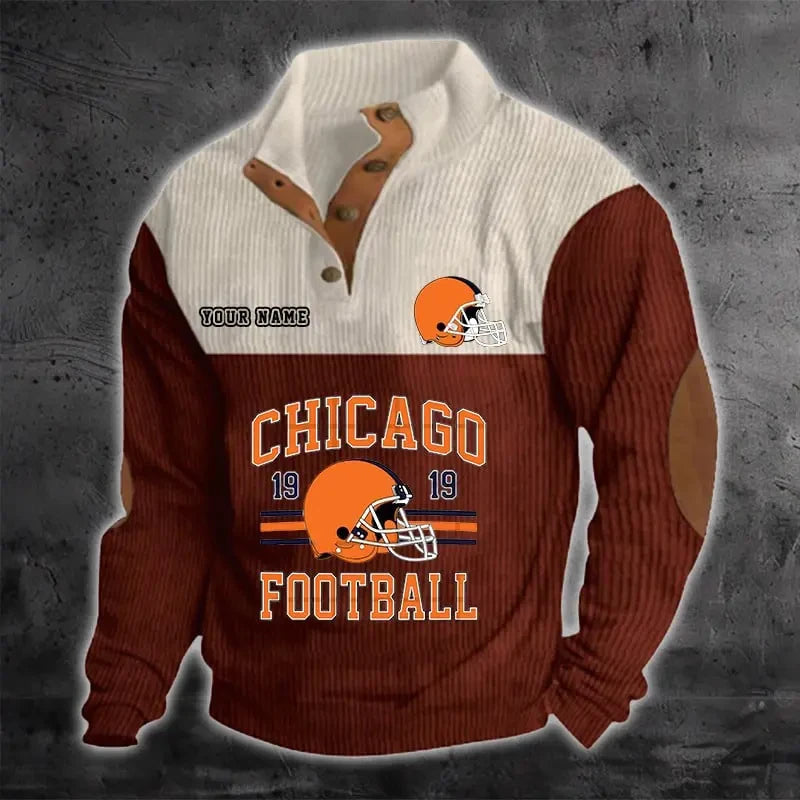Chicago Bears S9DBSCH1174 Color Block Stand Collar Sweatshirt