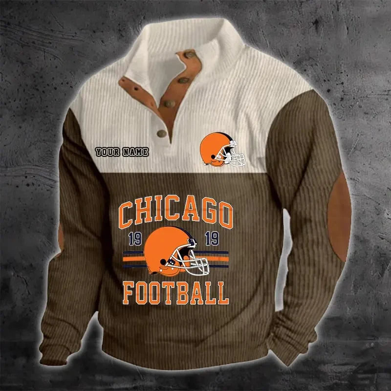 Chicago Bears S9DBSCH1174 Color Block Stand Collar Sweatshirt