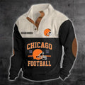 Chicago Bears S9DBSCH1174 Color Block Stand Collar Sweatshirt