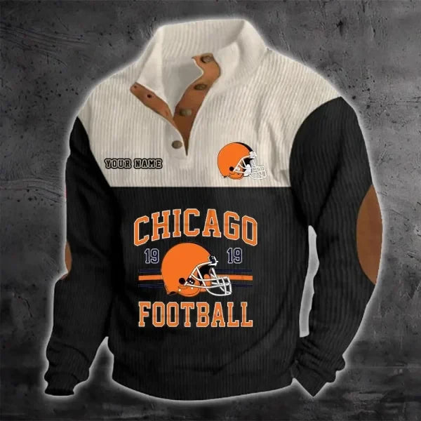 Chicago Bears S9DBSCH1174 Color Block Stand Collar Sweatshirt