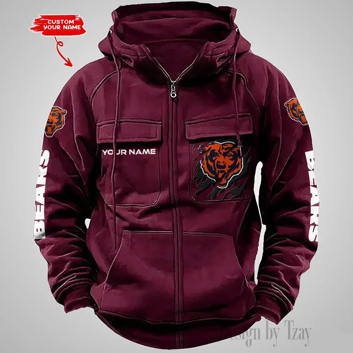 Chicago Bears Vintage Men Hoodies Zipup DV5 AZVMHD037