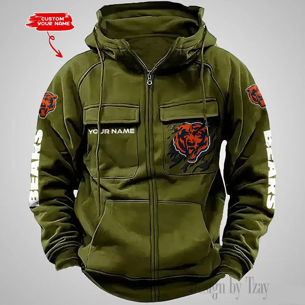 Chicago Bears Vintage Men Hoodies Zipup DV5 AZVMHD037