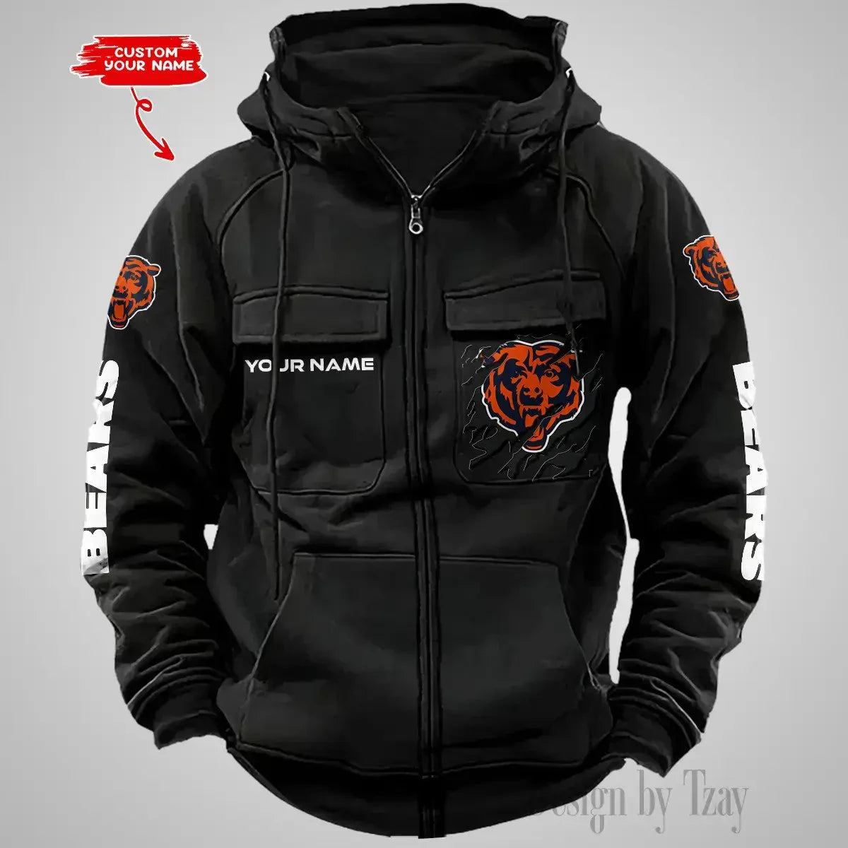 Chicago Bears Vintage Men Hoodies Zipup DV5 AZVMHD037