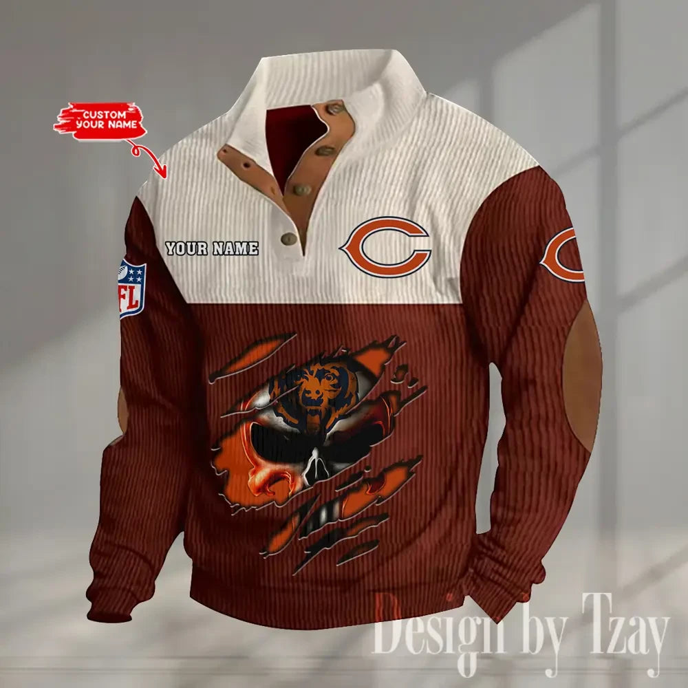 Chicago Bears Double Stand Collar Sport Hoodie S9DBSCH1316